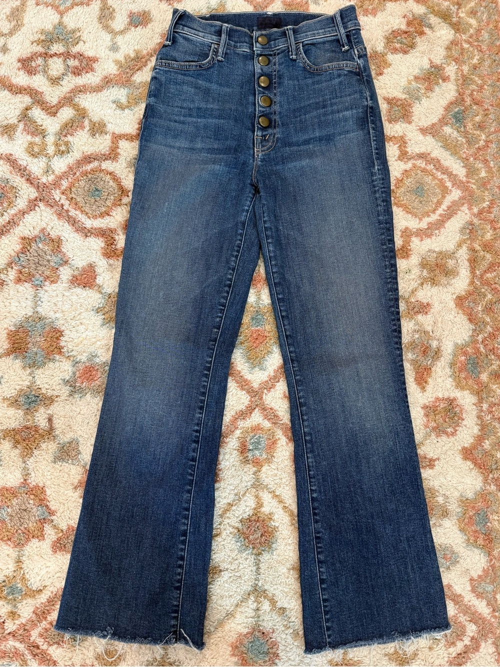 MOTHER The Hustler Fray Jeans | Size 24 | High Rise Button Fly | 26.5” Inseam - Picture 2 of 4